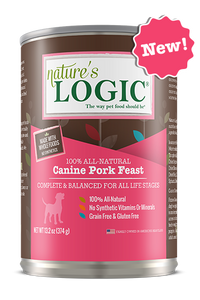 Nature's Logic Wet Dog Food Pork Feast 13.2oz Can Single