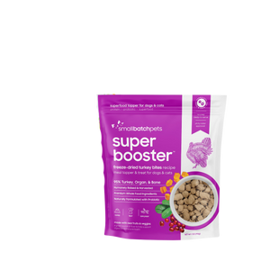 SmallBatch Freeze-Dried Super Booster Meal Topper & Treat for Dogs & Cats - Turkey Bites 7oz Bag
