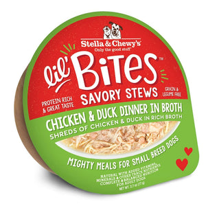 Stella & Chewy's Wet Dog Food Lil' Bites Savory Stew Chicken & Duck Dinner in Broth 2.7oz Cup Single