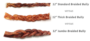 Tuesday's Natural Dog Company Individual Bully Stick - Odor Free - Thick Braided - 12"