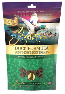 Zignature Dog Treats Grain-Free Soft Moist Duck Formula 3oz Bag