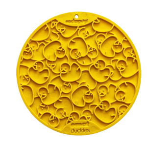 SodaPup Duckies Design Emat Enrichment Licking Mat with Suction Cups - Yellow