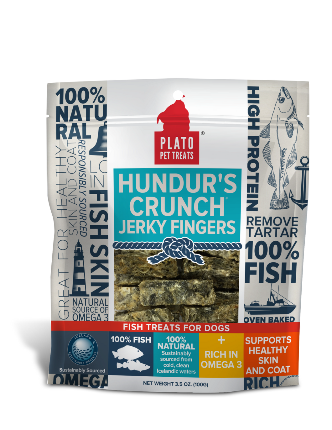 Plato Hundur's Crunch Jerky Fingers 3.5oz Bag