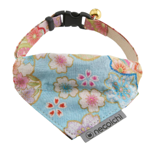 Necoichi Bandana Cat Collar W/ Air Tag Pocket - Blue