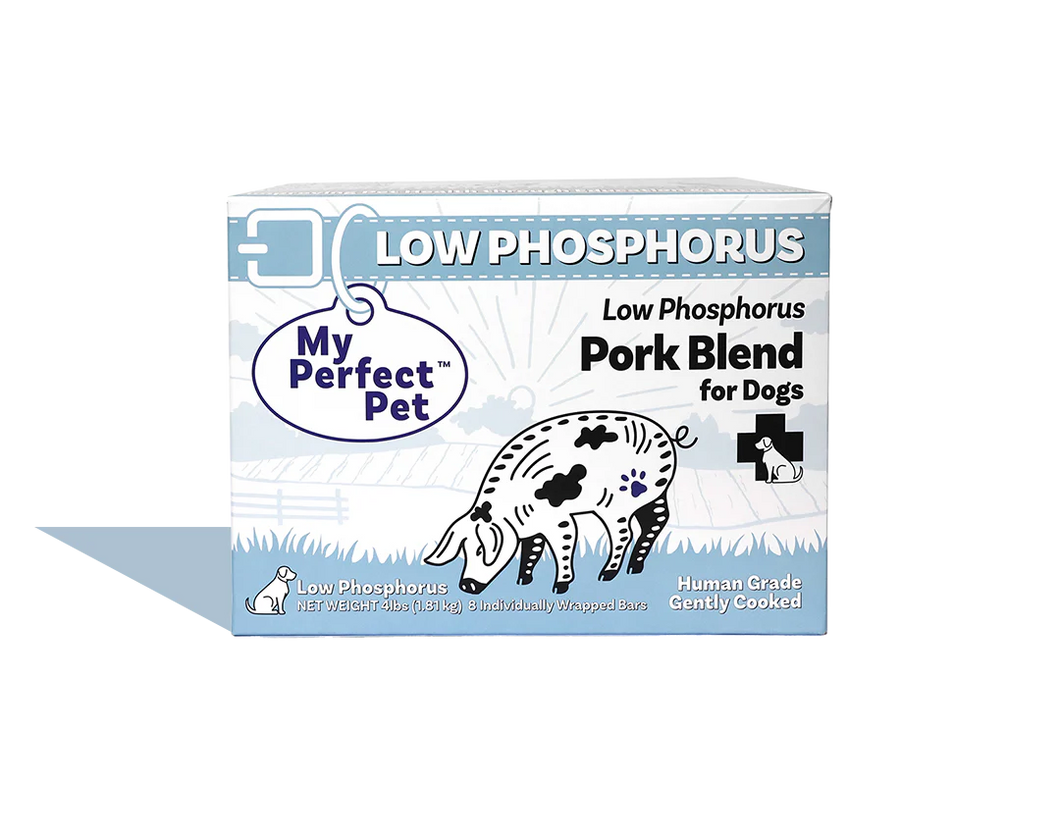 My Perfect Pet Frozen Human Grade Gently Cooked Dog Food - Low Phosphorus Pork Blend 4lb Box (8 individually wrapped bars)