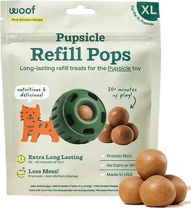 Woof Refill Treat for Pupsicle Toy - XL (75 lbs & up) - PB & Chicken Recipe - 5-pack / 12oz Bag