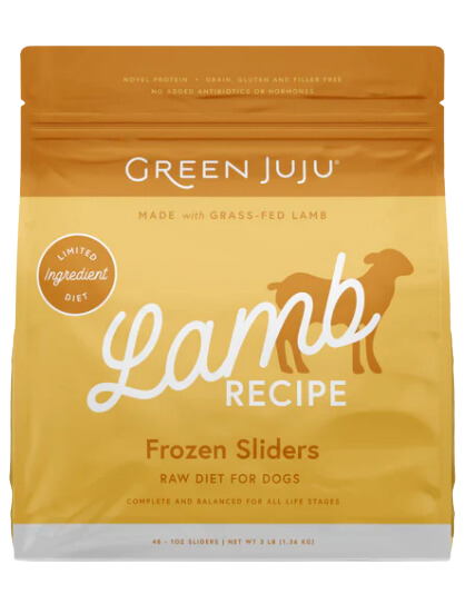 Green Juju Frozen Dog Food - Lamb Recipe Sliders 3lb Bag