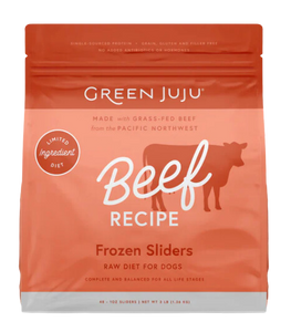 Green Juju Frozen Dog Food - Beef Recipe Sliders 3lb Bag