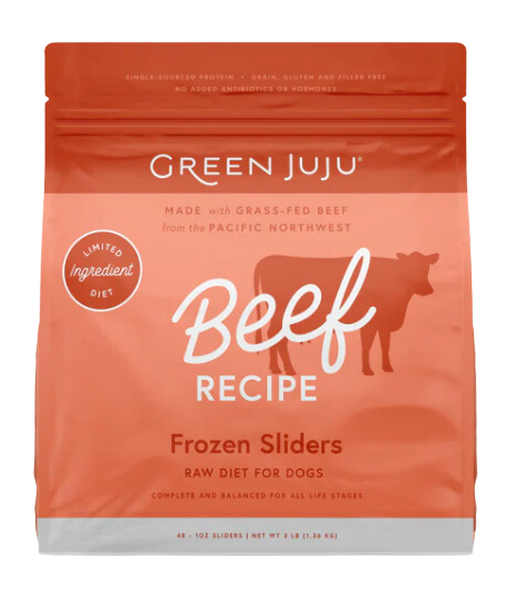 Green Juju Frozen Dog Food - Beef Recipe Sliders 3lb Bag