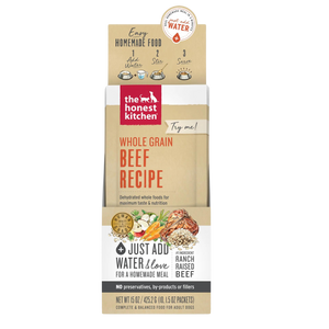 The Honest Kitchen Dehydrated Dog Food Whole Grain Beef 1oz Single Serve x 10ct CASE