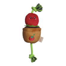 Load image into Gallery viewer, Territory Plush Treat &amp; Tug Dog Toy with Rope - Tomato 15&quot;