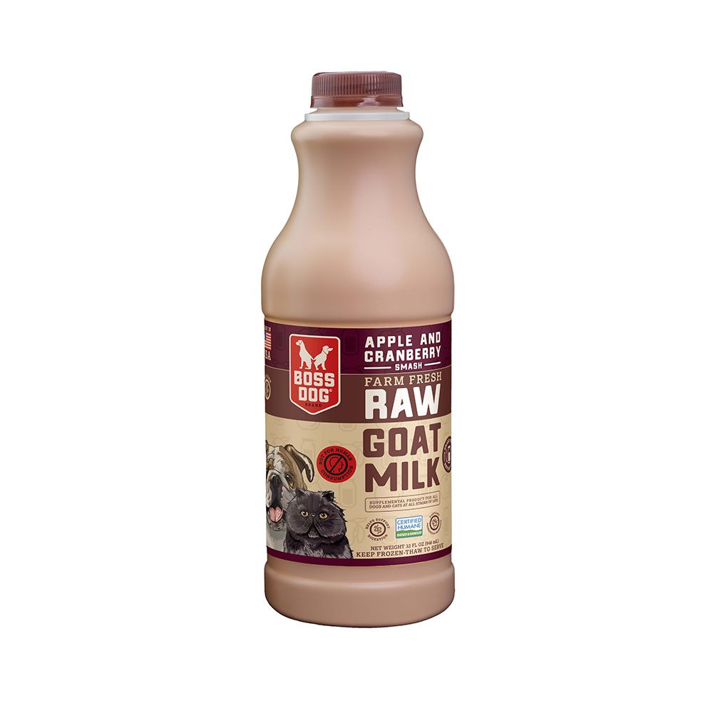 Boss Dog® Frozen Farm Fresh Raw Goat Milk for Dogs & Cats - Apple & Cranberry Smash 32oz Bottle