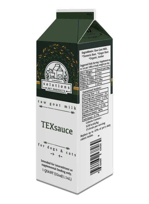 Solutions Dog & Cat Frozen TexSauce Cultured Raw Goat Milk - 1 quart (32oz)