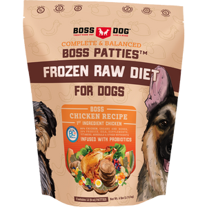 Boss Dog Frozen Complete Raw Chicken 8oz. Patties 6lb Bag