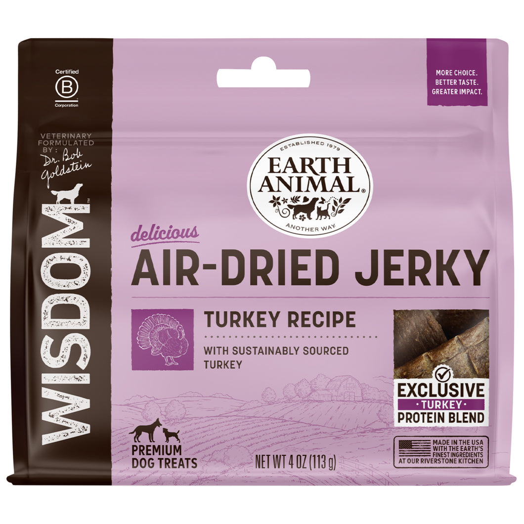 Earth Animal Wisdom Air-Dried Jerky Dog Treats - Turkey Recipe 4oz bag