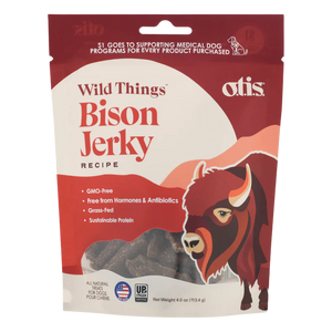 O.T.I.S. Wild Things Jerky Dog Treats - Bison Jerky - 4oz bag