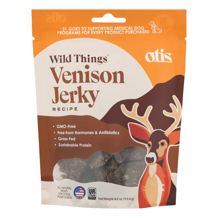 O.T.I.S. Wild Things Jerky Dog Treats - Venison Jerky - 4oz bag