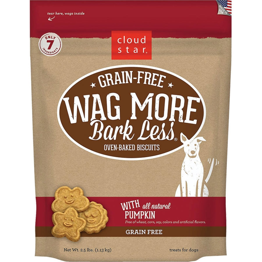Cloud Star Wag More Bark Less Grain-Free Oven-Baked Biscuits Pumpkin 2.5lb Bag