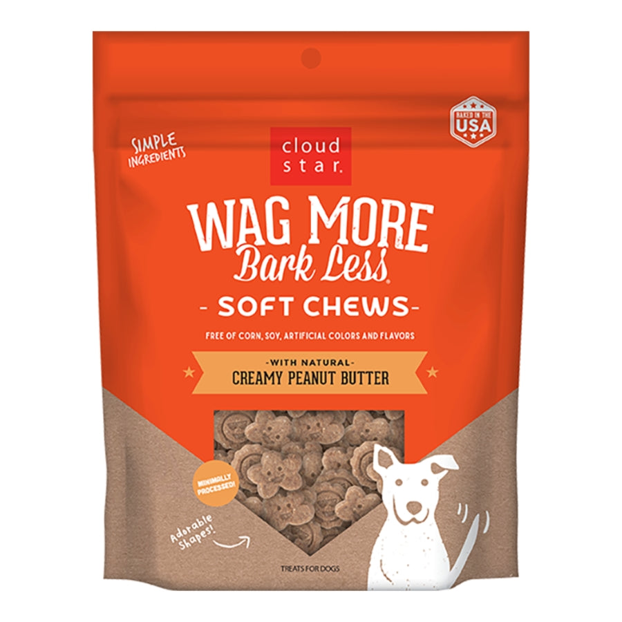 Cloud Star Wag More Bark Less Soft Chews for Dogs Peanut Butter 20oz Bag