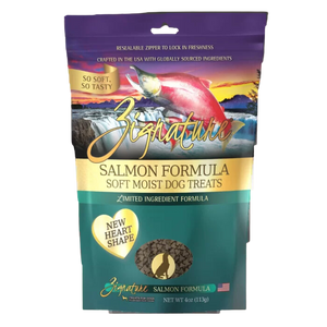 Zignature Dog Treats Grain-Free Soft Moist Salmon Formula 4oz Bag (New Heart Shape)