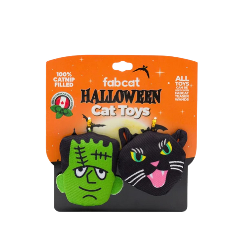 Fab Cat Halloween Cat Toy 2pk - Frankenstein & Black Cat