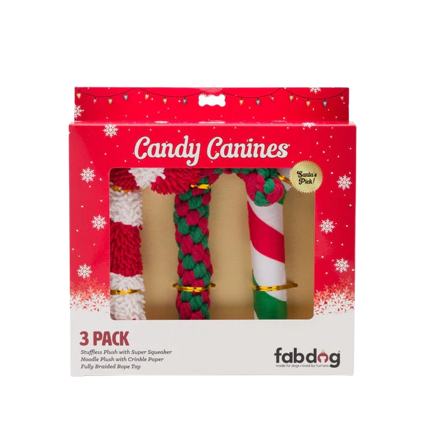 Fab Dog Foodies Holiday Candy Canines Dog Toy 3pk