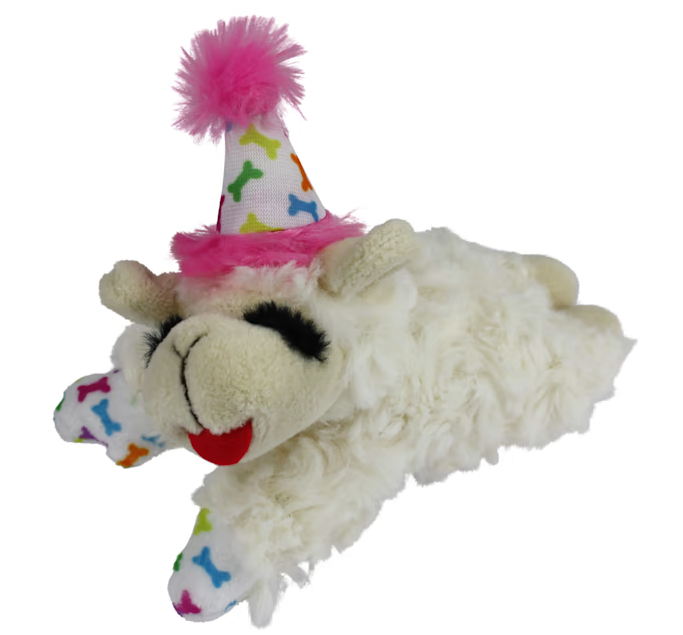 MultiPet Birthday Lamb Chop W/ Pink Birthday Hat for Dogs