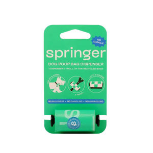 Springer Dog Poop Bag Dispenser Holder + Roll - Black