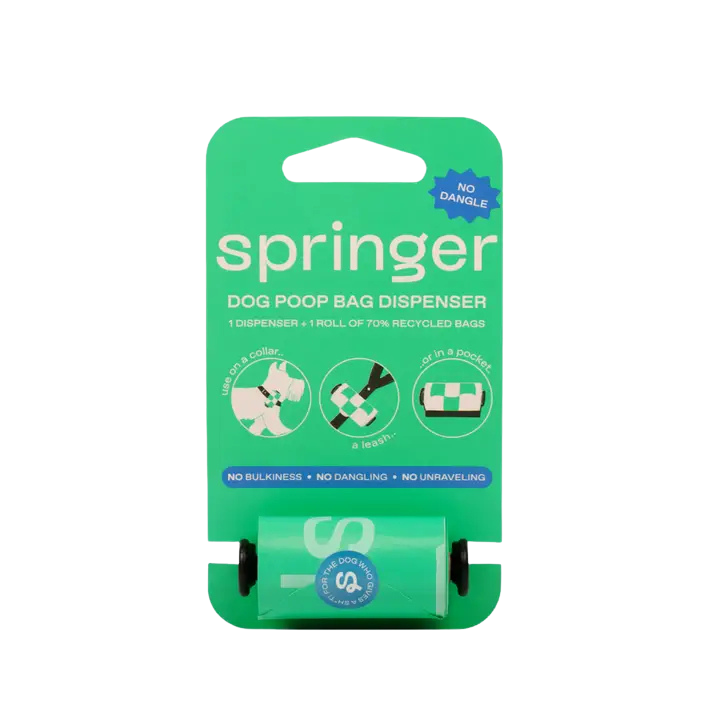 Springer Dog Poop Bag Dispenser Holder + Roll - Black