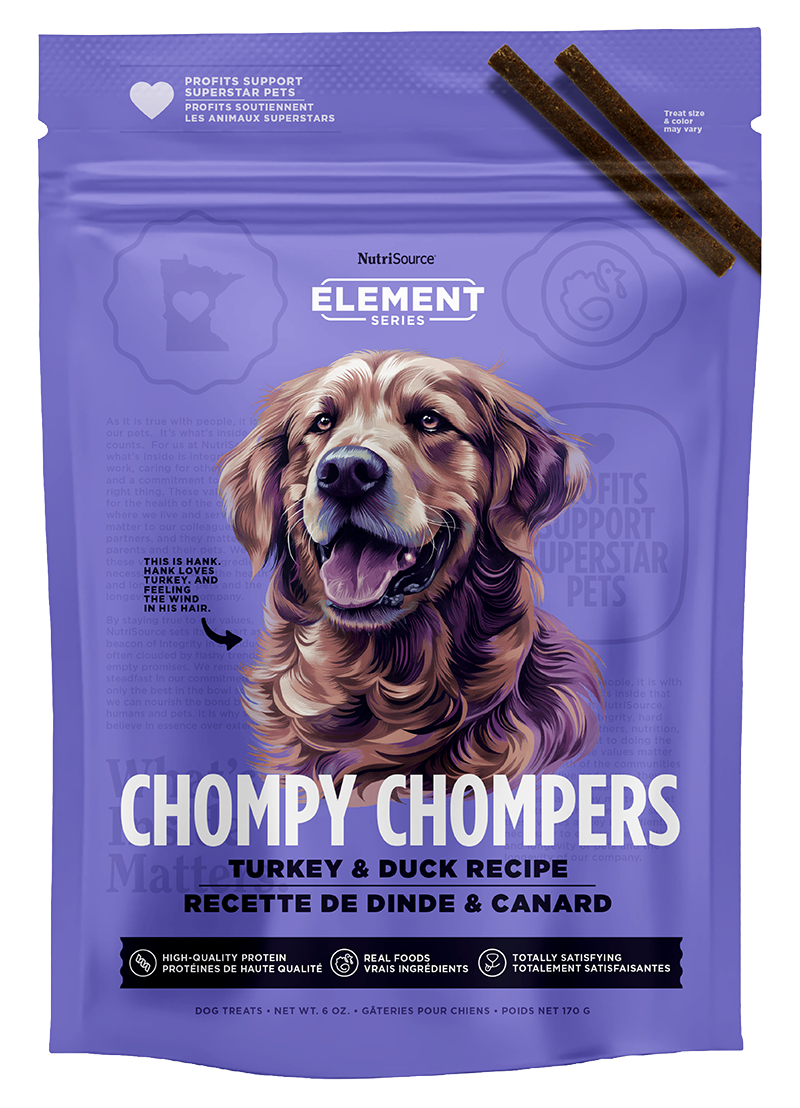 Nutrisource Element Chompy Chompers Turkey & Duck Dog Treats 6oz Bag