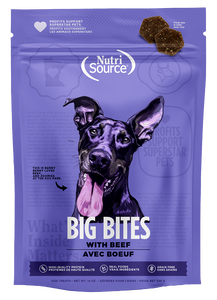 Nutrisource Big Bites Grain Free Beef Dog Treats 14oz Bag