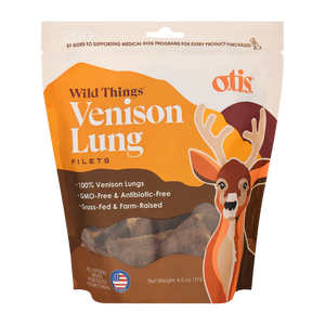 O.T.I.S. Wild Things Filets Dog Treats - Air-Dried Venison Lung - 4oz bag