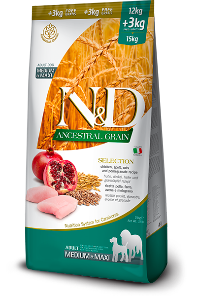 Farmina Ancestral Grain Dry Dog Food N&D Selection Chicken & Pomegranate Medium/Maxi