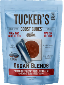 Tucker's Raw Frozen Boost Cubes - Organ Blend Beef Heart & Liver 1lb Bag (20 servings per bag)