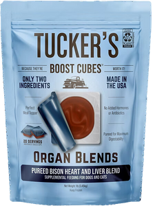 Tucker's Raw Frozen Boost Cubes - Organ Blend Bison Heart & Liver 1lb Bag (20 servings per bag)