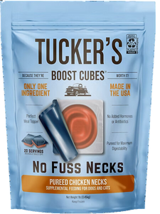 Tucker's Raw Frozen Boost Cubes - No Fuss Necks Chicken 1lb Bag (20 servings per bag)