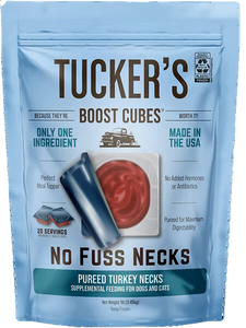 Tucker's Raw Frozen Boost Cubes - No Fuss Necks Turkey 1lb Bag (20 servings per bag)