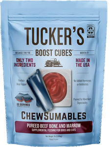 Tucker's Raw Frozen Boost Cubes - Chewsumables Beef Bone & Marrow 1lb Bag (20 servings per bag)