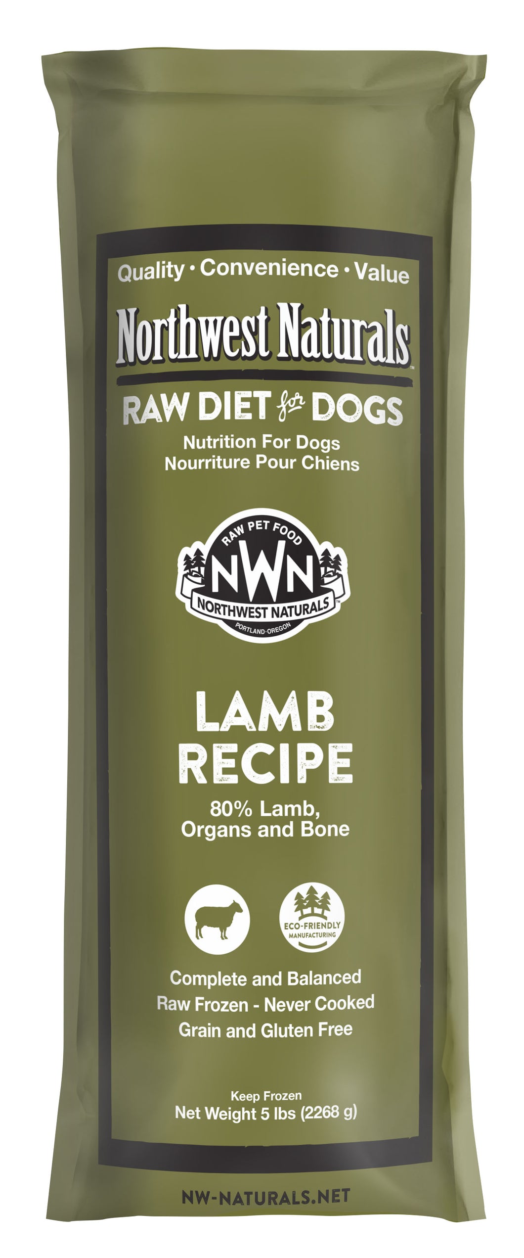 Northwest Naturals Frozen Raw Chubs - Lamb - 5lb