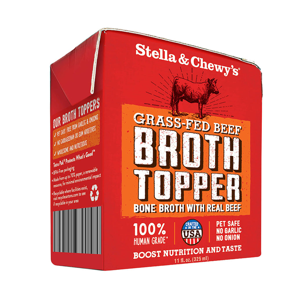 Stella & Chewy's Dog Food Topper Grass-Fed Beef Bone Broth 11oz Tetra