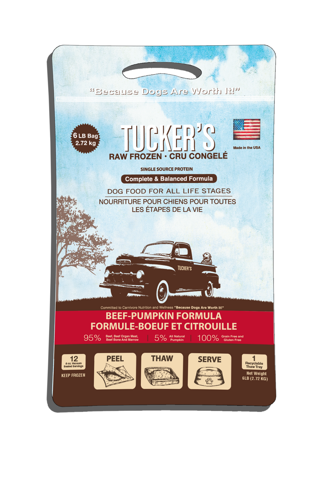 Tucker's Raw Frozen Dog Food - Beef & Pumpkin 6lb Bag