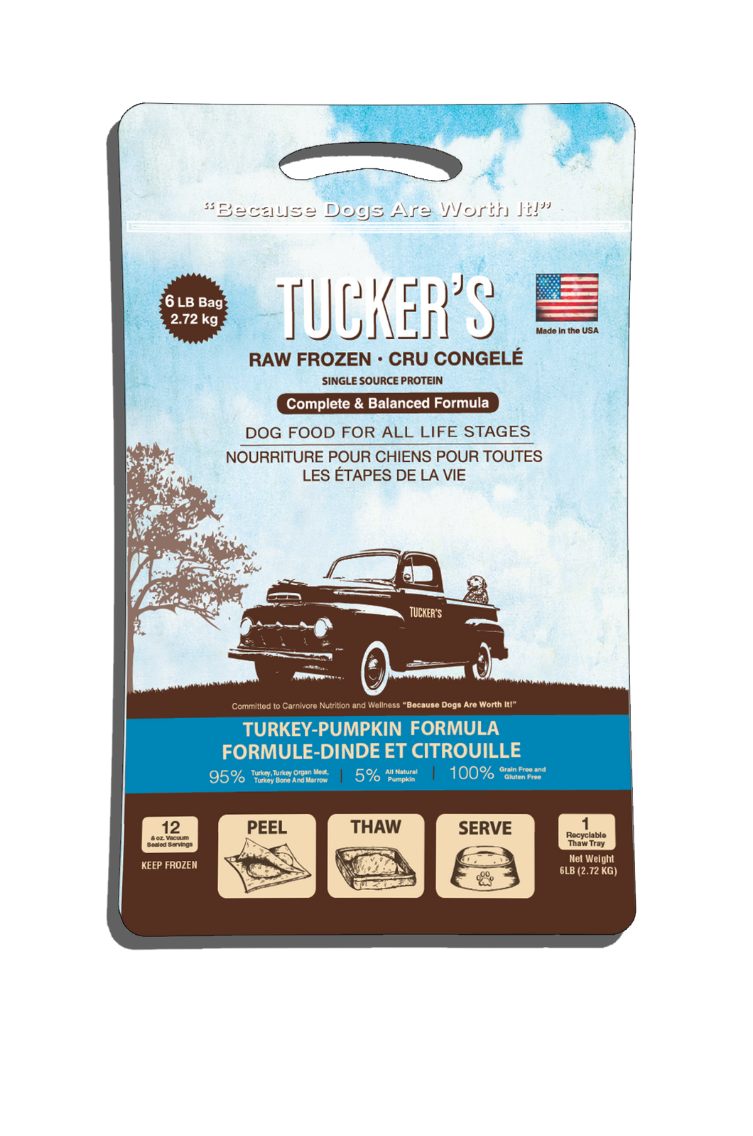 Tucker's Raw Frozen Dog Food - Turkey & Pumpkin 6lb Bag