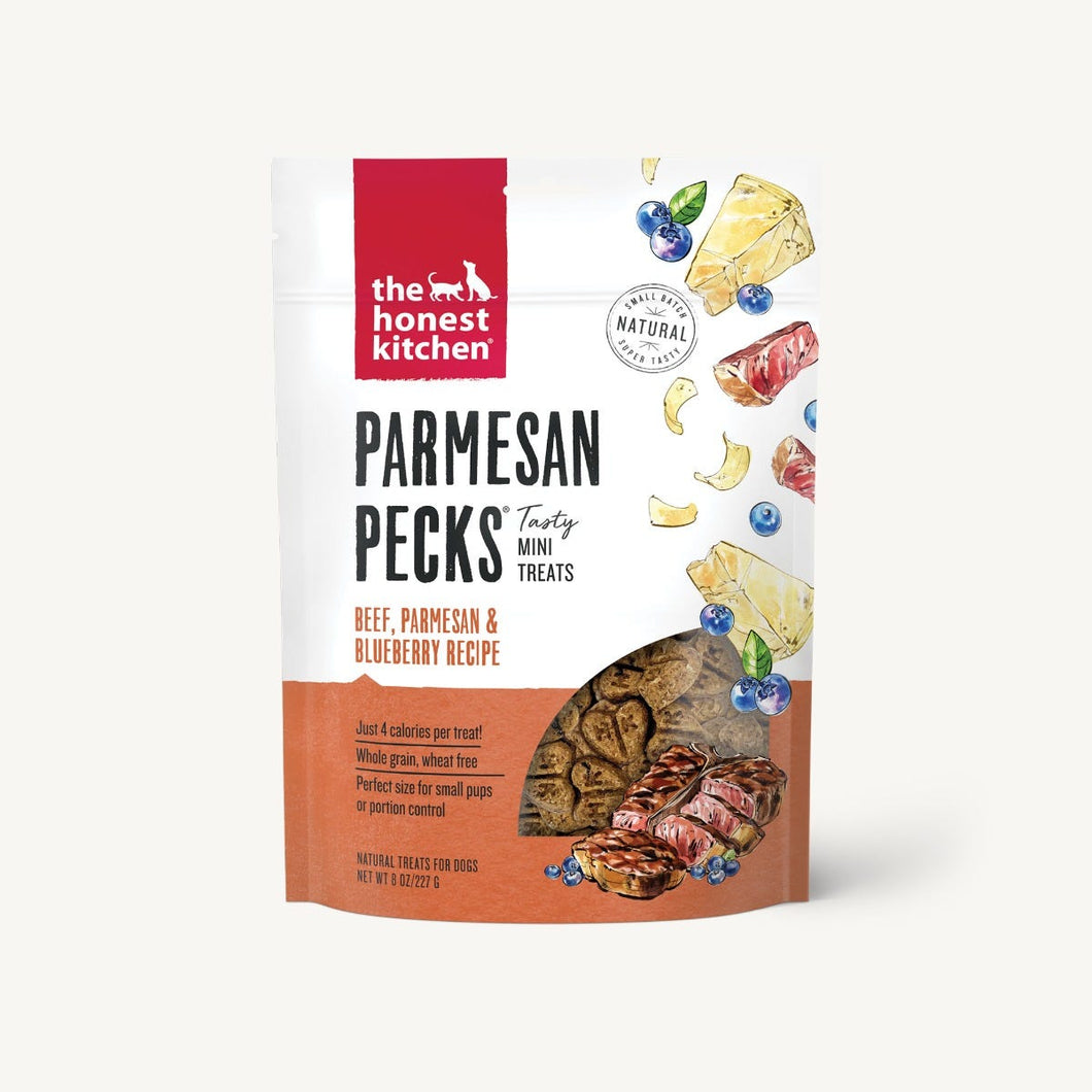 The Honest Kitchen Biscuit Dog Treats Parmesan Pecks Beef, Parmesan & Blueberry Recipe 8oz Bag