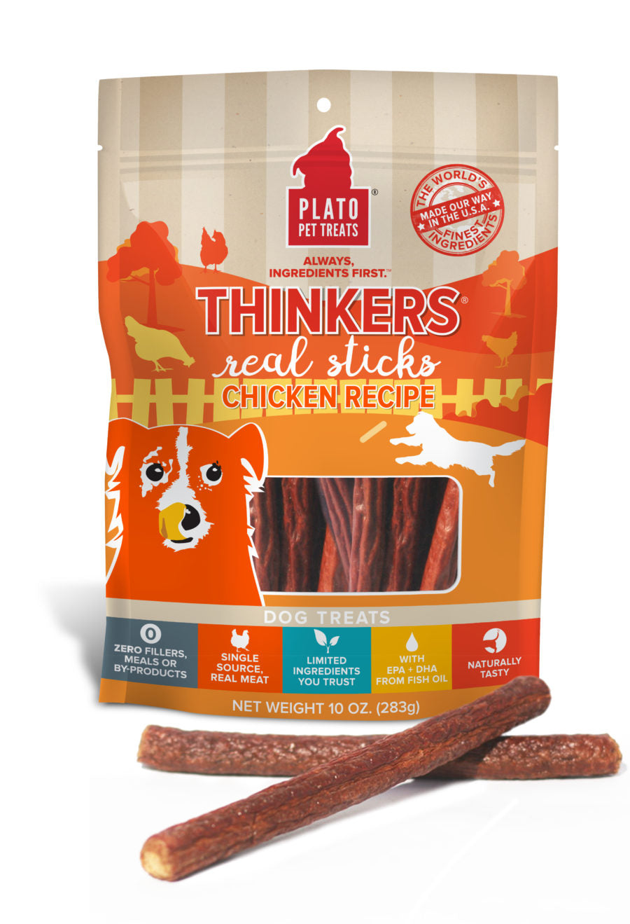 Plato Thinkers Sticks Chicken 10oz Bag