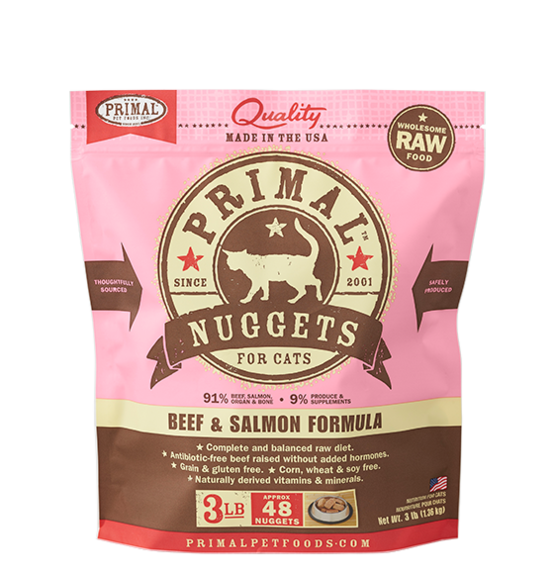 Primal Frozen Raw Cat Food Beef & Salmon Formula