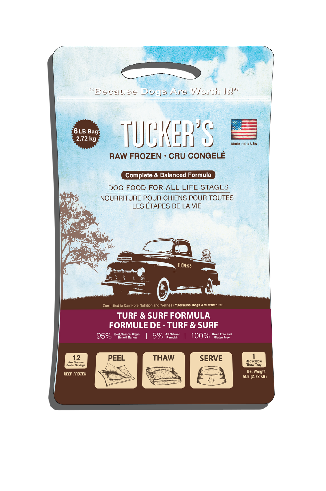 Tucker's Raw Frozen Dog Food - Turf & Surf 6lb Bag