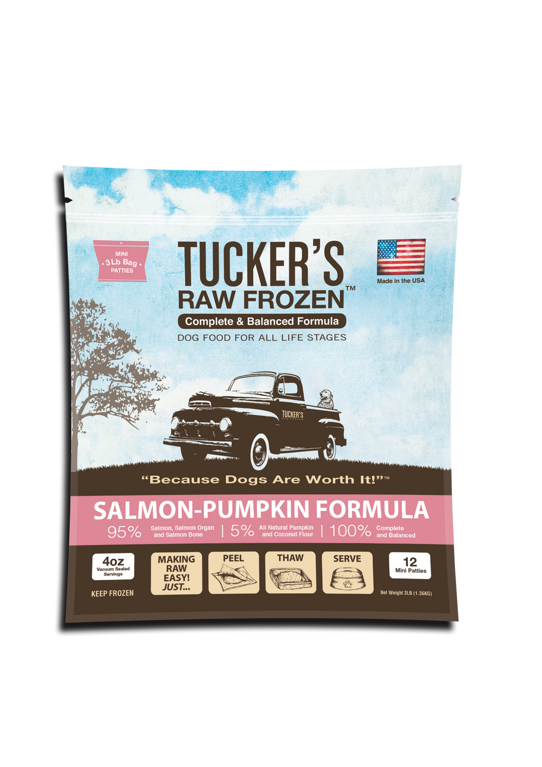 Tucker's Raw Frozen Dog Food - Salmon & Pumpkin 3lb Bag