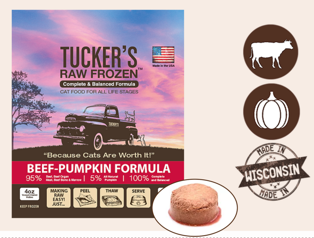 Tucker's Frozen Raw Cat Food Beef-Pumpkin Formula