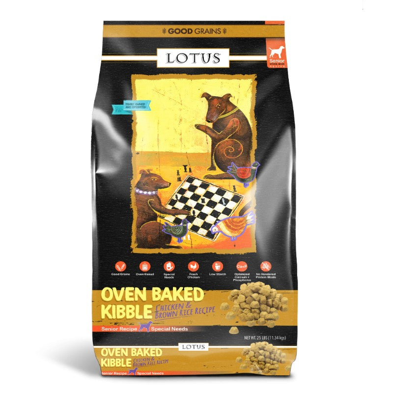Lotus Dry Dog Food Oven-Baked Chicken & Brown Rice Recipe Senior - Regular Bites
