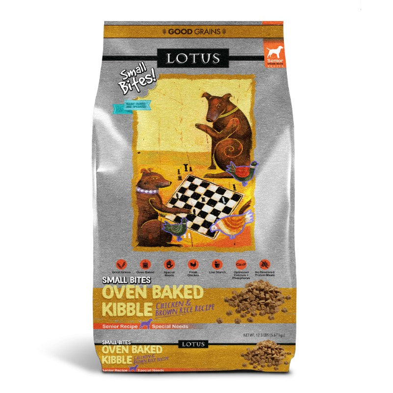 Lotus Dry Dog Food Oven-Baked Chicken & Brown Rice Recipe Senior - Small Bites